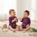 The Mason Plaid Overalls and Plum Crewneck Two-Piece Set