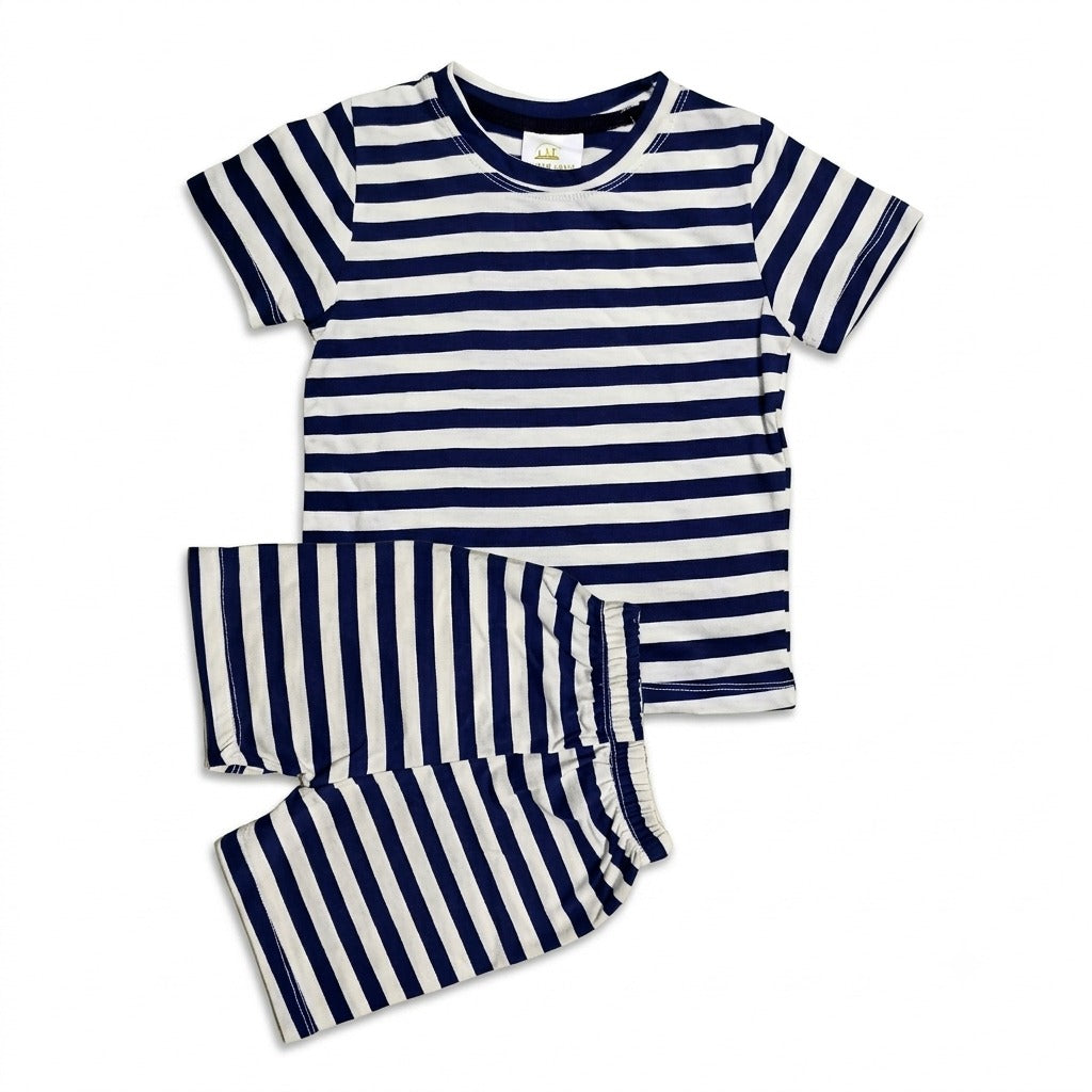 Kids' Nautical Stripe T-Shirt & Shorts Set – Navy & White