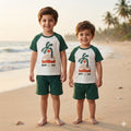 Kids' "Sea La Vie" Raglan T-Shirt & Shorts Set – Forest Green & White