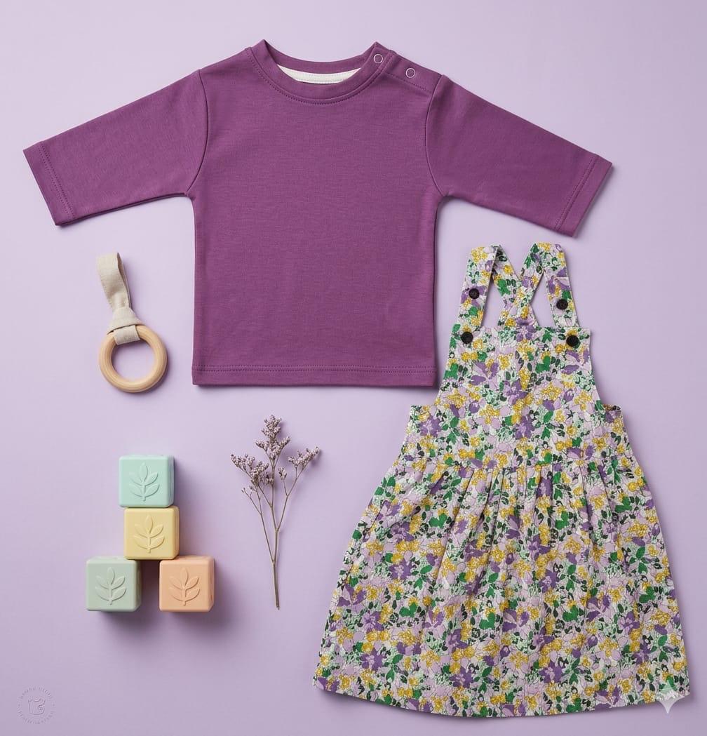 The Lily & Plum Ribbed Top and Floral Pinafore Two-Piece Set