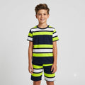 Kids' Vibrant Multi-Stripe T-Shirt & Shorts Set – Lime, Black & White
