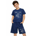 Kids' "Father + Son" Matching Tee and Shorts Set | Navy Blue Loungewear